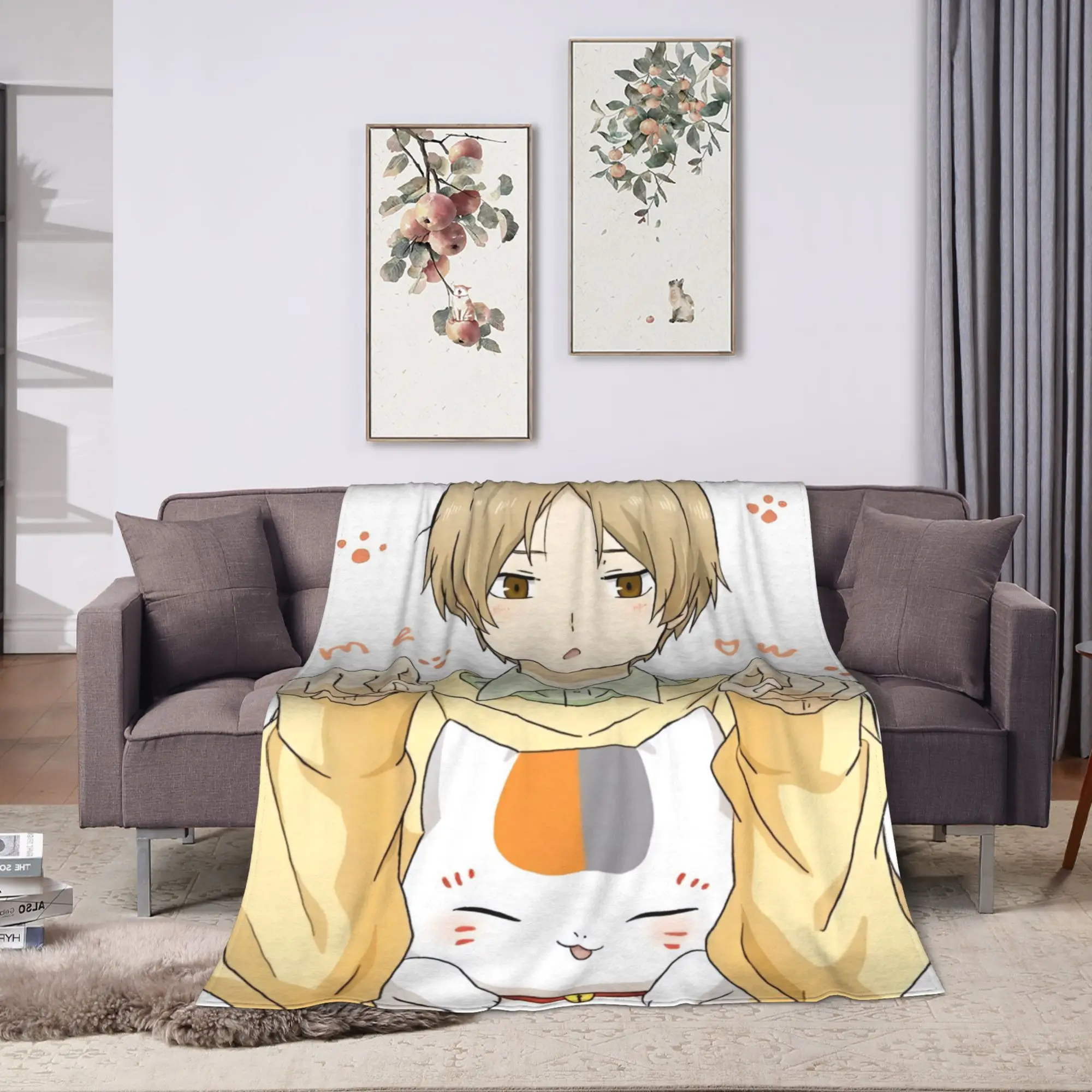 anime N-Book Friends N-Natsume Flannel Blanket  Warm Soft Bedding Throws for Home Decor Travel Office Bedspread Sofa Bed Cover