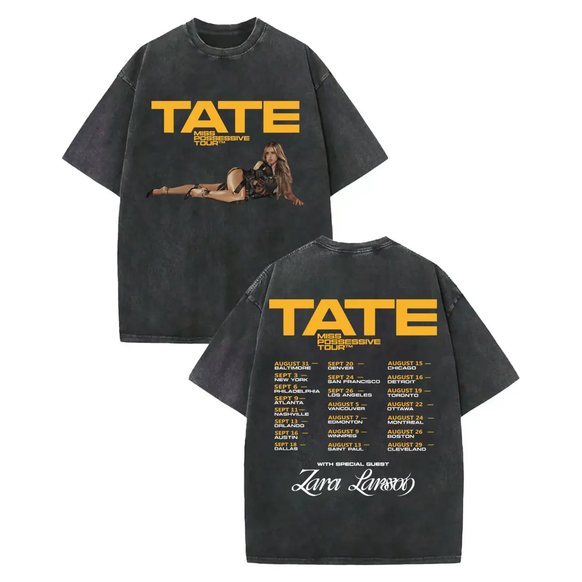 

Vintage Washed Tate Mcrae Miss Possessive Tour 2025 T-shirt Men Women Harajuku Aesthetic T-shirts Fashion Casual Cotton T Shirt