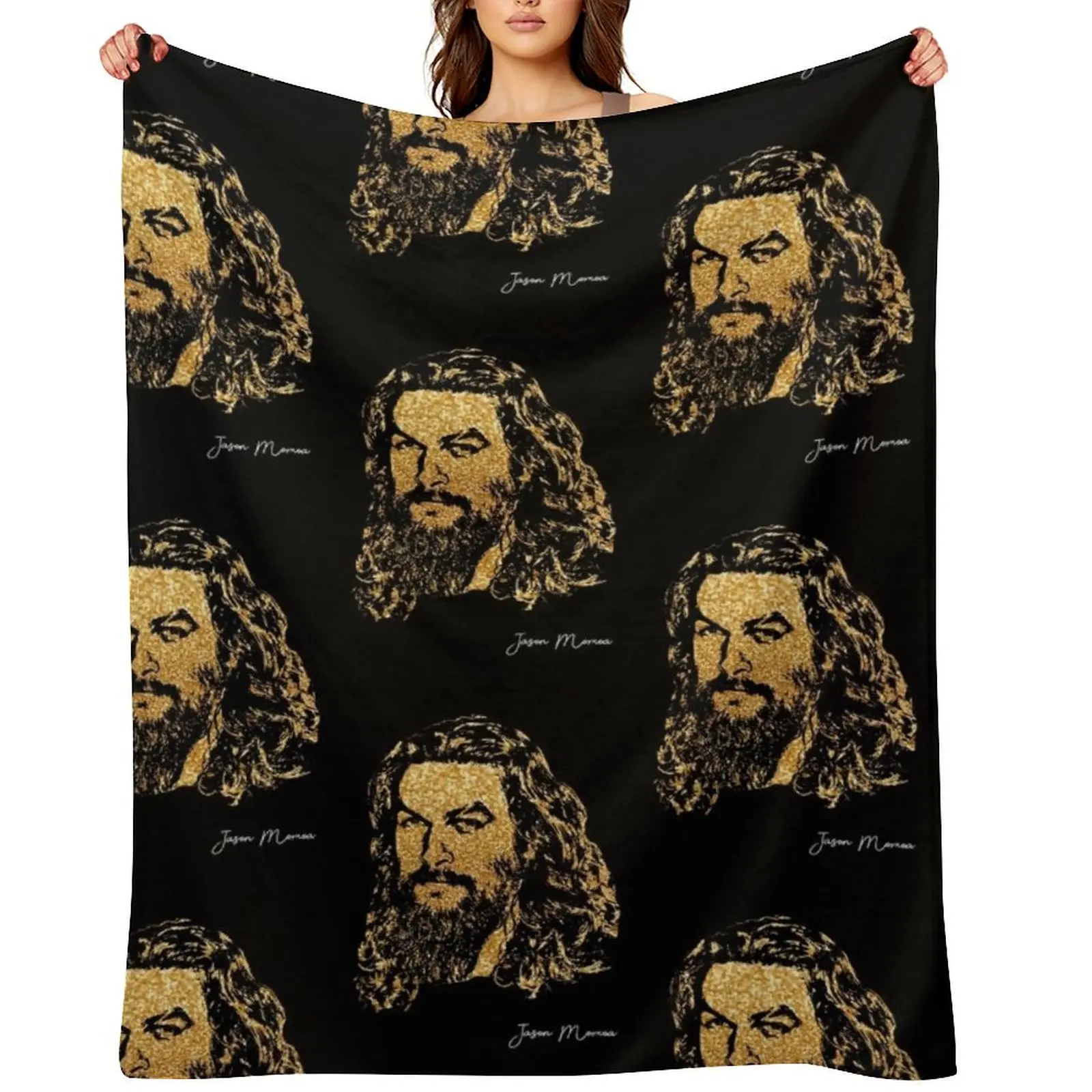 

Jason Momoa portrait Throw Blanket funny gift Vintage Plush Retros Blankets
