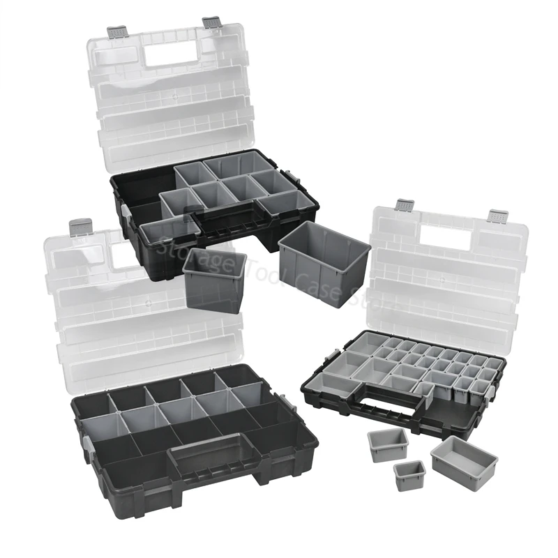 Stackable Toolbox Parts Storage Box Plastic Case Multi-grid Accessory Tool Box for Hardware Parts Portable Screws Organizer