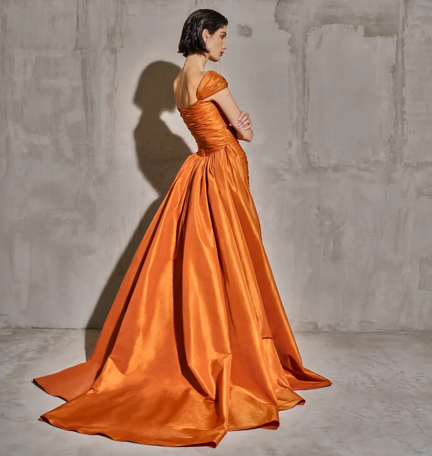 Sharon Said – robe de soirée en Satin, style sirène, élégante, jupe Orange, modeste, robes de soirée de mariage pour femmes, personnalisées, SF491