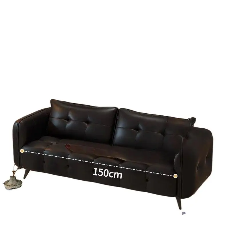 Small apartment sofa rental room double straight row leather art sofa living room clothing store apartment small sofa
