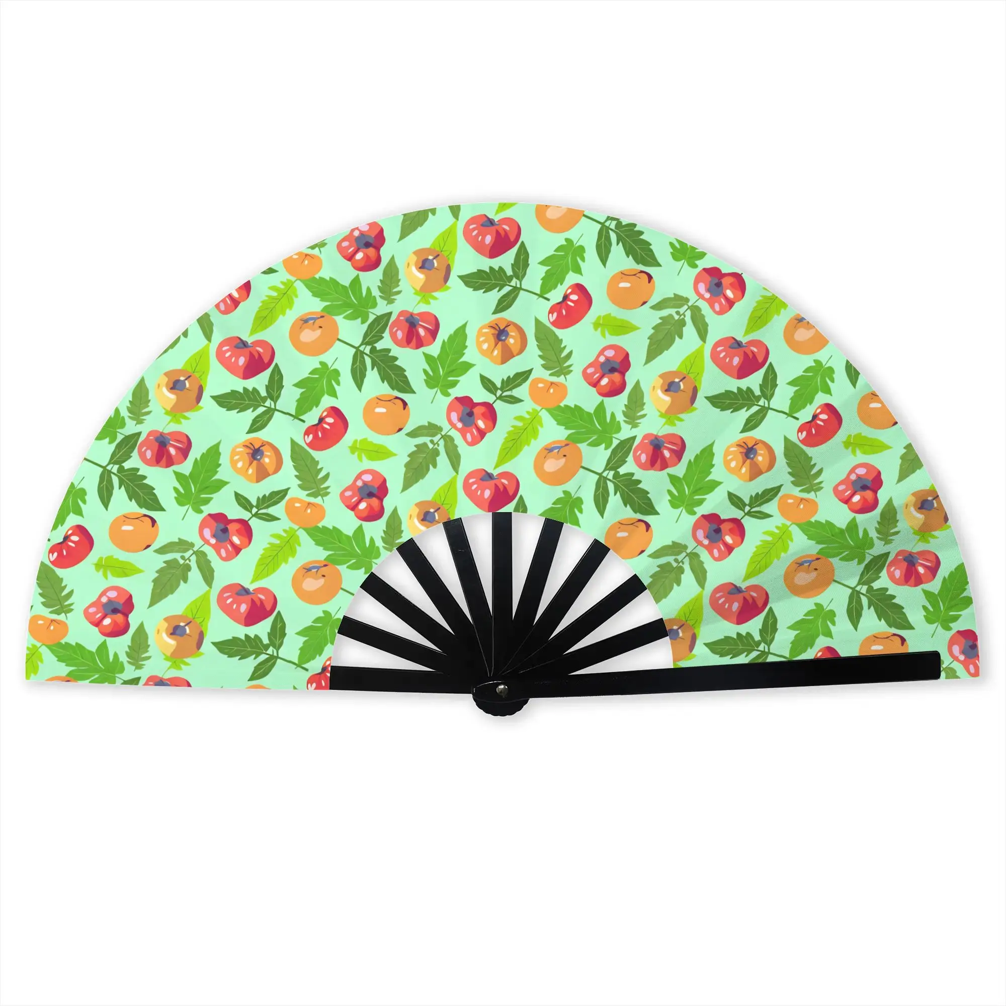 Heirloom Tomato  Portable Pocket Fan Camping Medley with Summer Garden Leaves Folding Fan Chinese Dance Cooling Handheld Fans