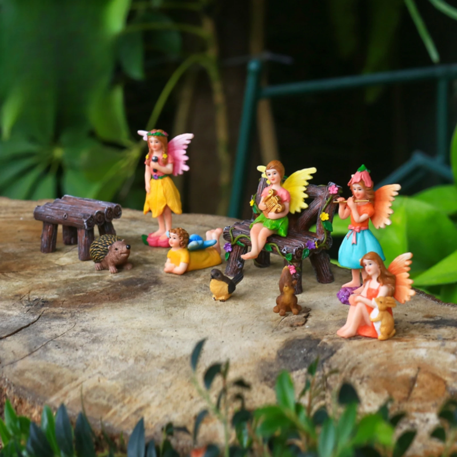 10 Pieces Fairy Garden Accessories Compact Size Fairy Garden Decorative Arrangement Micro Landscape Decoration Set Rustic