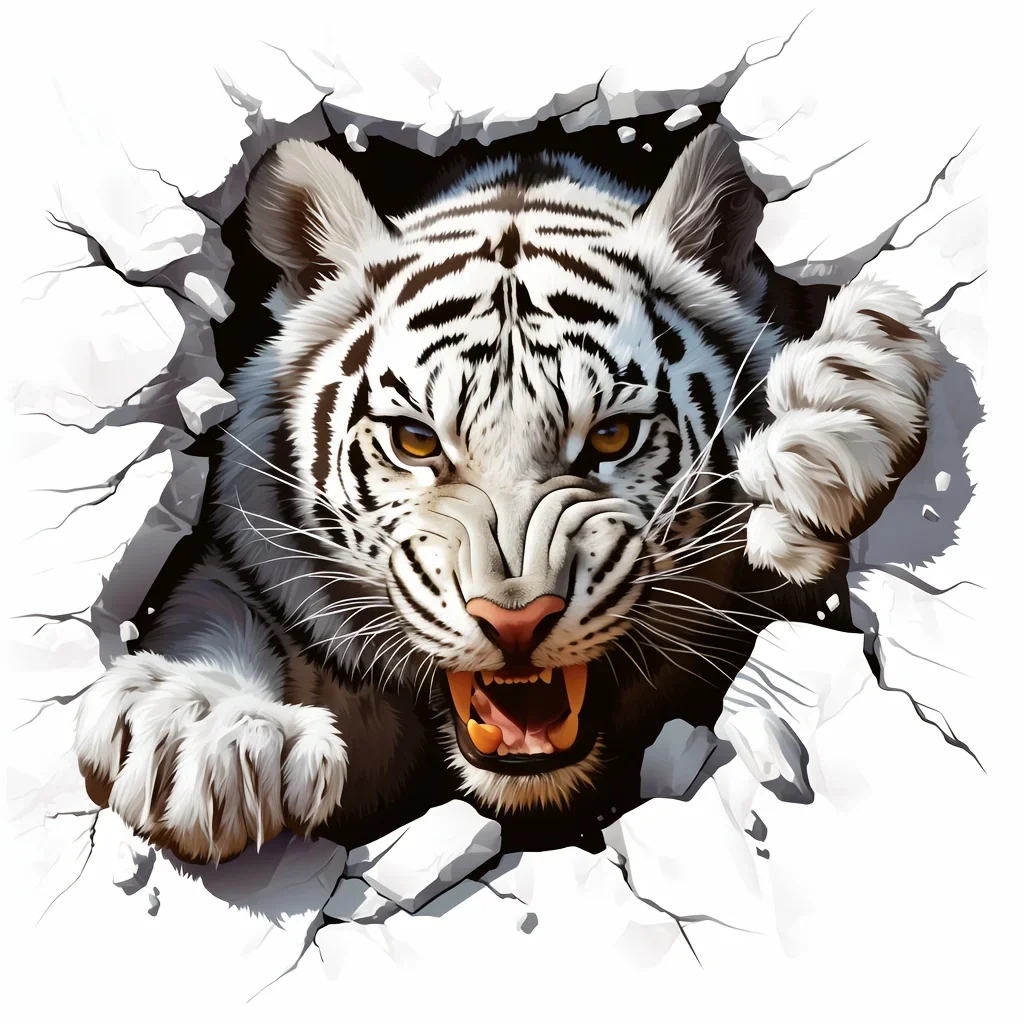 1Pc Tiger Print Waterproof Matte Vinyl Sticker, Self-Adhesive Decal for Car, Laptop, Glass, Wood and Daily Decor