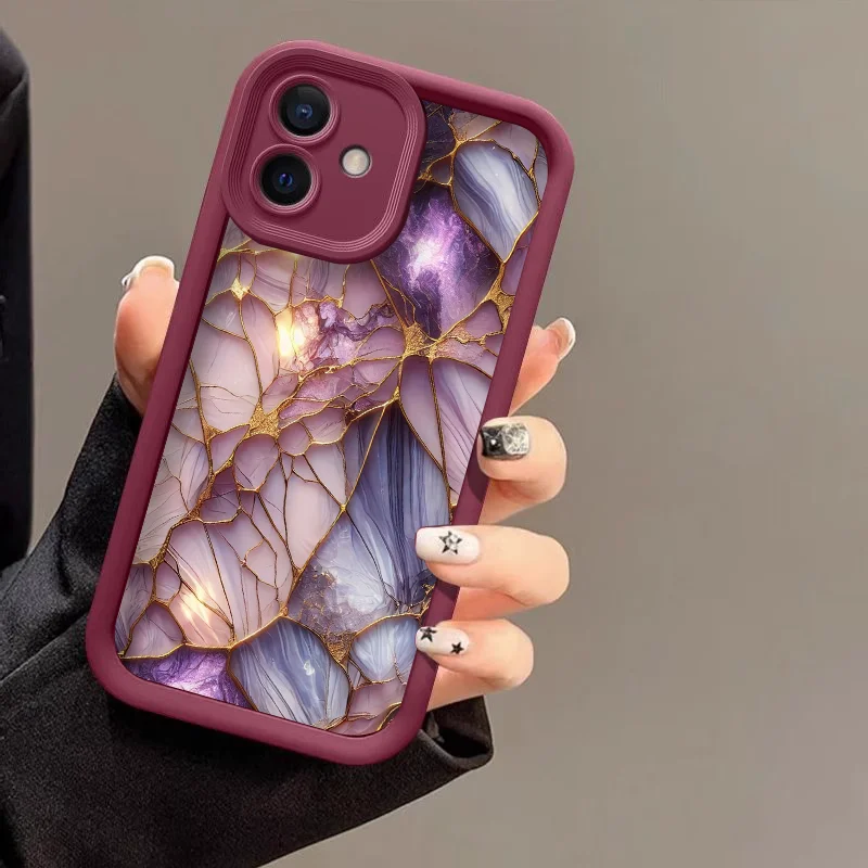 حافظة هاتف أنيقة من الرخام الكريستالي الأرجواني لهاتف جوجل بيكسل 10 9 8 7 8A 7A Pro XL 5G أغطية ناعمة من السيليكون مضادة للسقوط Fundas