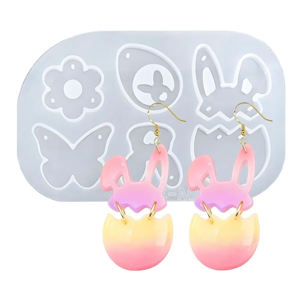 Egg Ornament Cute Easter Silicone Mold Non-stick DIY Crafts Earring Casting Mould Reusable Non-toxic Jewelry Mould Resin Casting