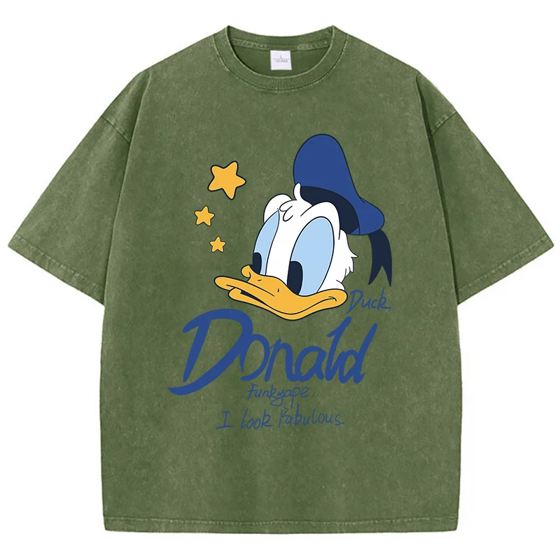 Donald Duck Funkyape I Look Pabulous Womans T Shirts Summer American Retro Cotton Breathable Tshirt Sweet Tees Loose Short