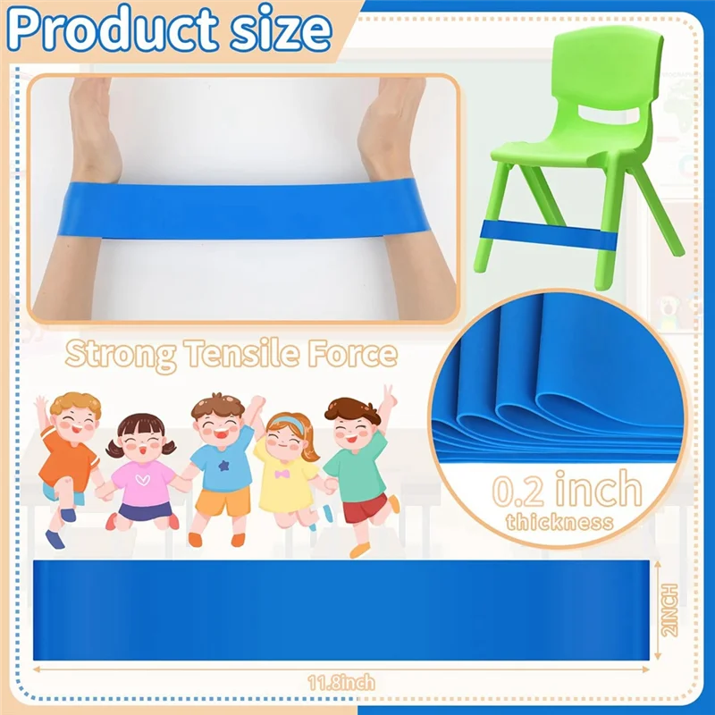12 шт. эластичная лента для детей с непоседыми ножками для стульев, инструменты для СДВГ, гибкие сиденья для классной комнаты, элементарные (синие)