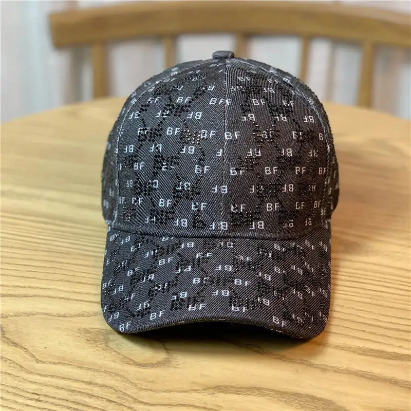 New Fashion Rhinestone Letters Summer Baseball Hats Cotton Streetwear Back Buckle Sun Caps for Men Outdoor Beach Chapeau Femme