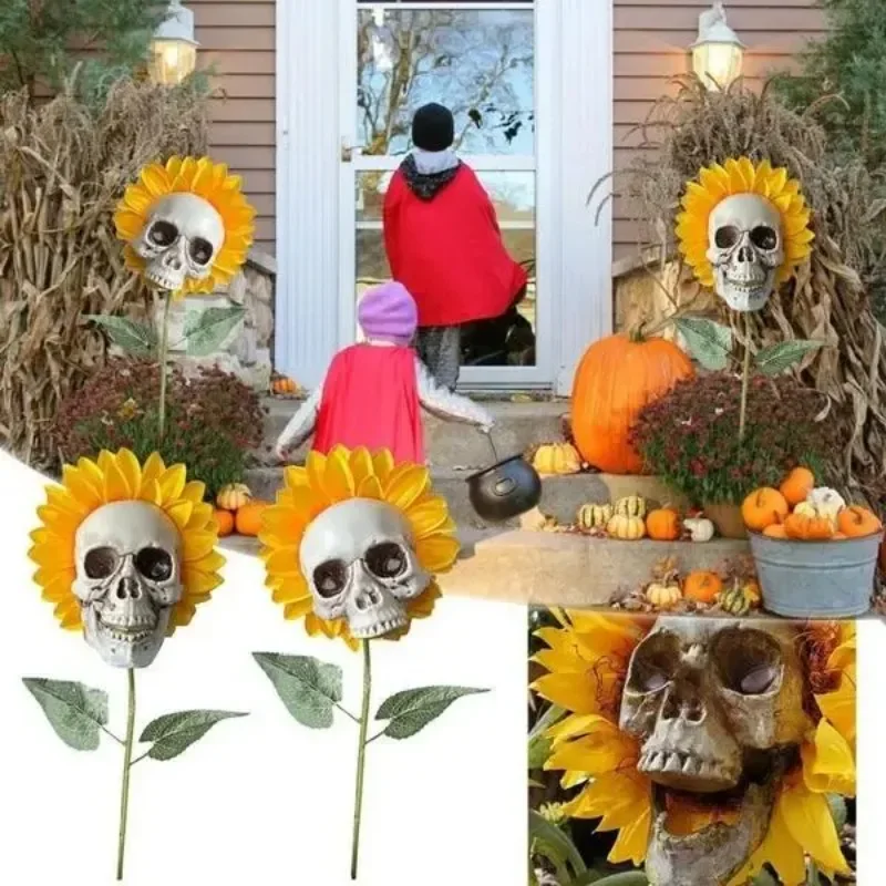 Horror-Totenkopf-Sonnenblume, Festival-Kunsthandwerk, Gartendekoration, Simulierte Blumendekoration, Ornament