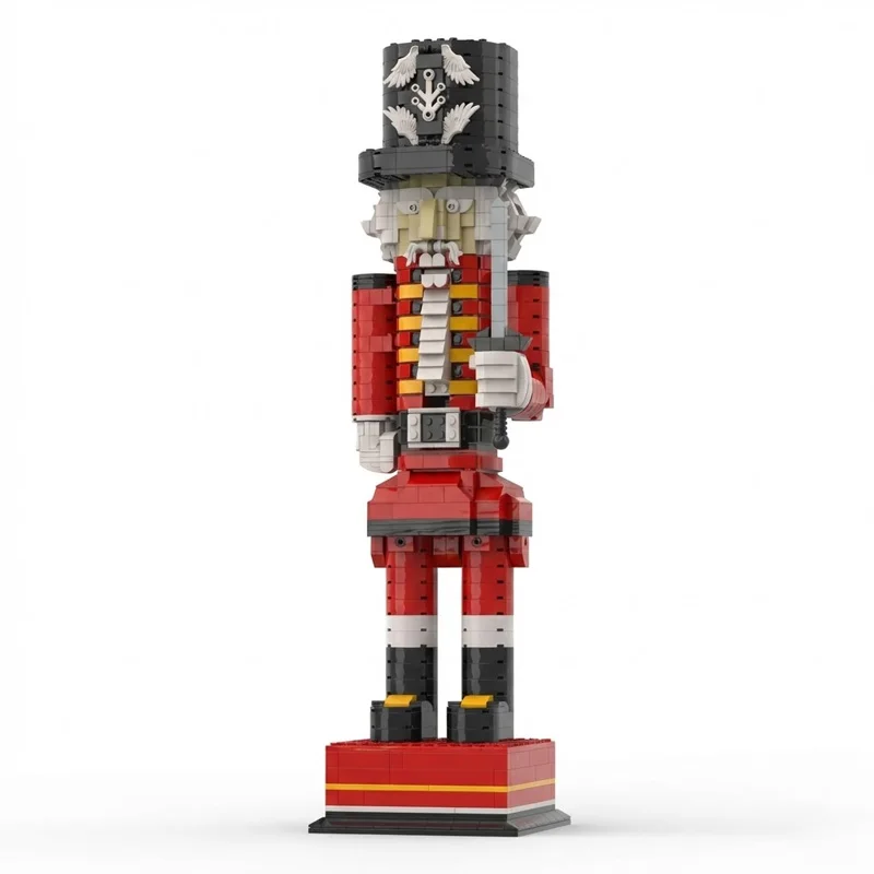Figurine de soldat casse-noisette de Noël en uniforme rouge MOC avec épée, décoration de vacances, modèle de bloc