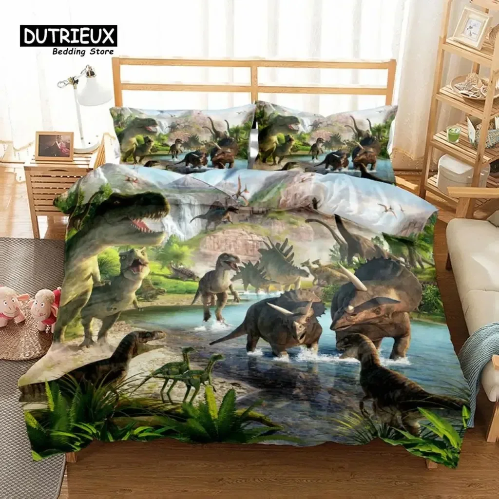 

3D Print Jurassaic Dinosaurs Ancient Duvet Cover Set Bedding Set Soft Comfortable Breathable Duvet Cover