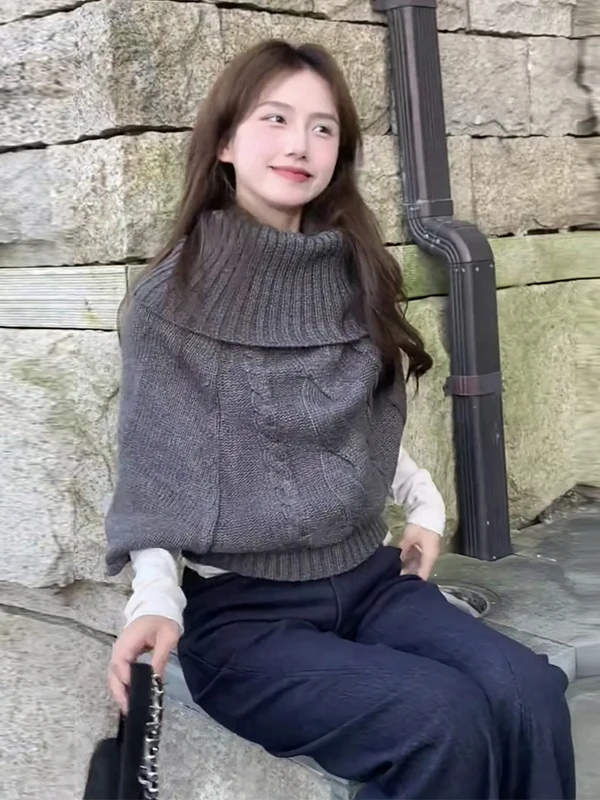 

Loose High Ne ey Twist Sweater Women's Pullover Knitted Top Autumn Winter Korean Sle Sweet Sle Faionable Versatile