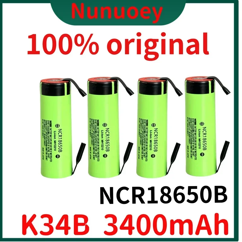 

New Original NCR18650B 3.7V K34B 3400 mah 18650 Lithium Rechargeable Battery For Flashlight batteries+DIY nickel