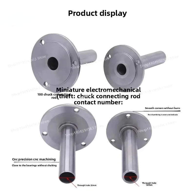 80/100mm Quenched Chuck Adapter Rod W/Through Hole -  Spindle Flange for Wood Lathe, Bead Machine, DIY Woodworking