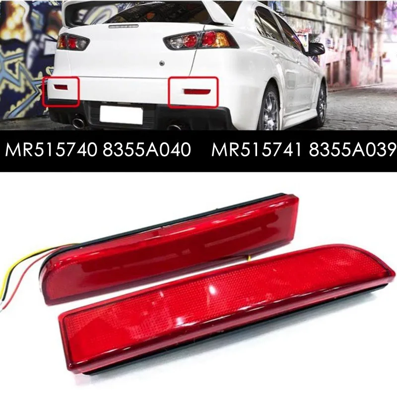 FOR Mitsubishi Evolution X Lancer 2008-2017 Rear Bumper Warning Fog Lamp Accessories 2PCS LED Car Reflector Tail Brake Lights