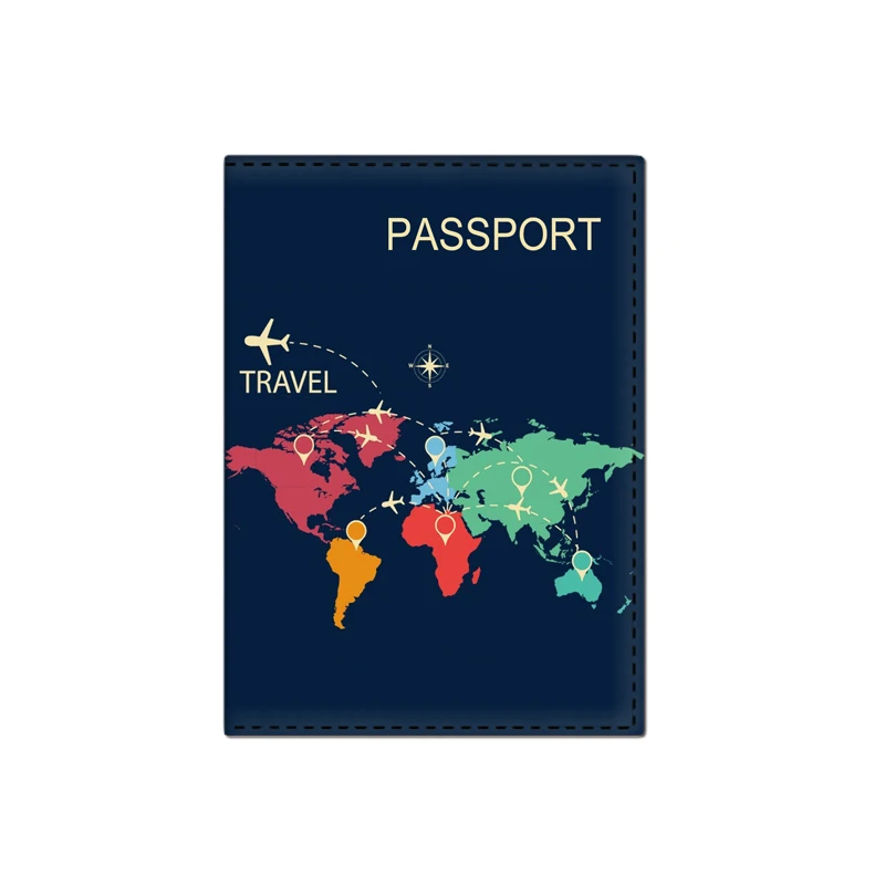 Funda de pasaporte de viaje mundial para niñas y niños, soporte de pasaporte de viaje de cuero PU para mujeres y hombres, billetera para tarjetas de