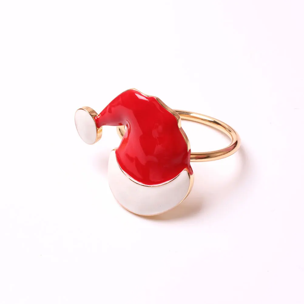 

Christmas Hat Napkin Rings Zinc Alloy Elegant Designs Table Settings Hotel Restaurant Wedding Gifts