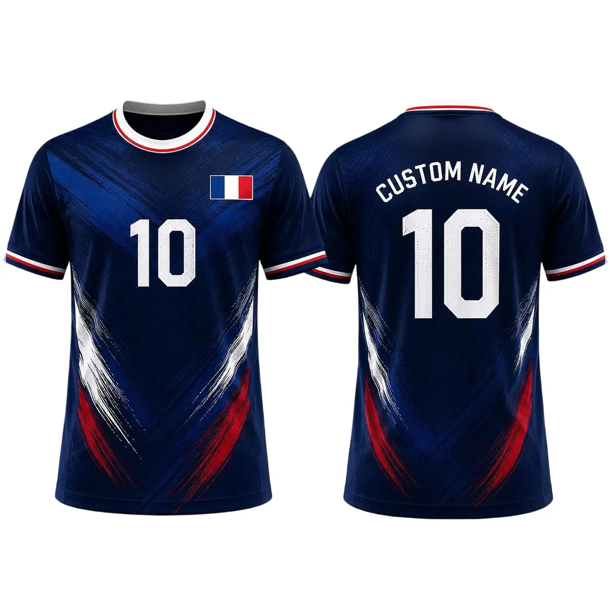 Maßgeschneidertes Frankreich Fußballtrikot für Herren und Damen mit Namen und Nummer Frankreich Trikot 2026 Fußballshirt für Spieltag-Fans – Detail 3