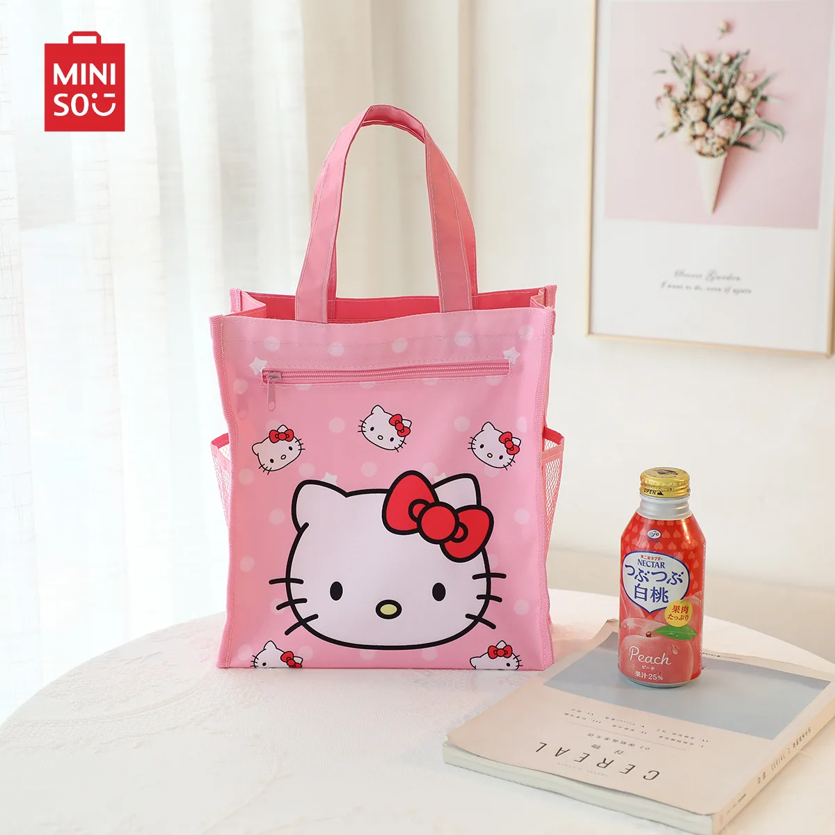 Bolso de mano de doble capa con estampado de Anime Sanrio Hello Kitty Melody, bolsa escolar a prueba de agua, Cinnamoroll Kuromi, para regalo, 2024