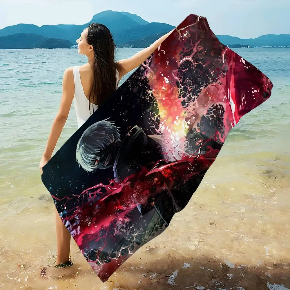 Japan Popular T-Tokyo Ghoul Microfiber Printed Beach Towel Mountain Climbing Yoga Beach Swimming Running Absorbent Soft Towel