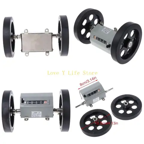 L74C Z96-F METER 카운터 기계식 길이 거리 더블 롤링 휠 길이 측정 기계 드라이브의 경우 1-9999.9m