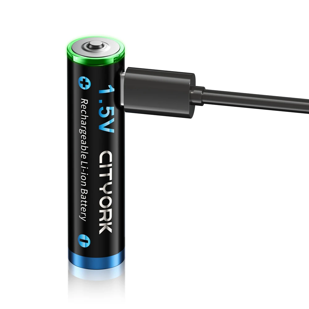 Akumulator litowy AAA, akumulator litowo-jonowy o rzeczywistej pojemności 1200mwh 1.5V USB + kabel USB o niskim poziomie samorozładowania