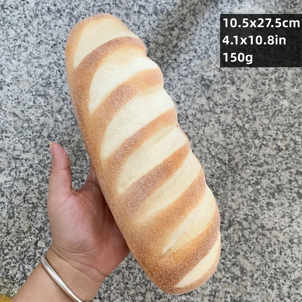 10 inch Long Fat Baguette Shaped Caterpillar With Cracked Yeast Coconut Sprinkle Powdered Sugar Food Model Display Bakery Decora