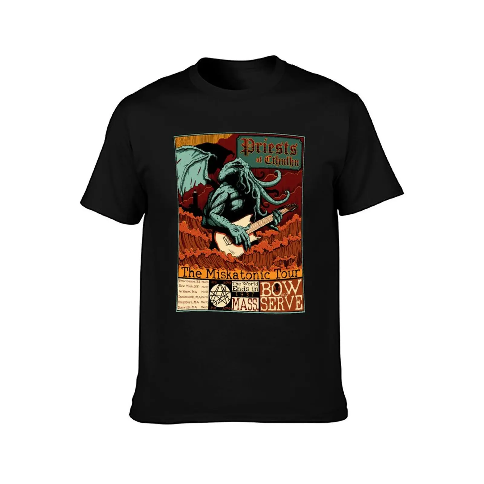 Cthulhu Miskatonic Rock Metal Music Tour Cosmic Horror Warm Colors T-Shirt Big and Tall Basic Tee Shirt T-Shirt