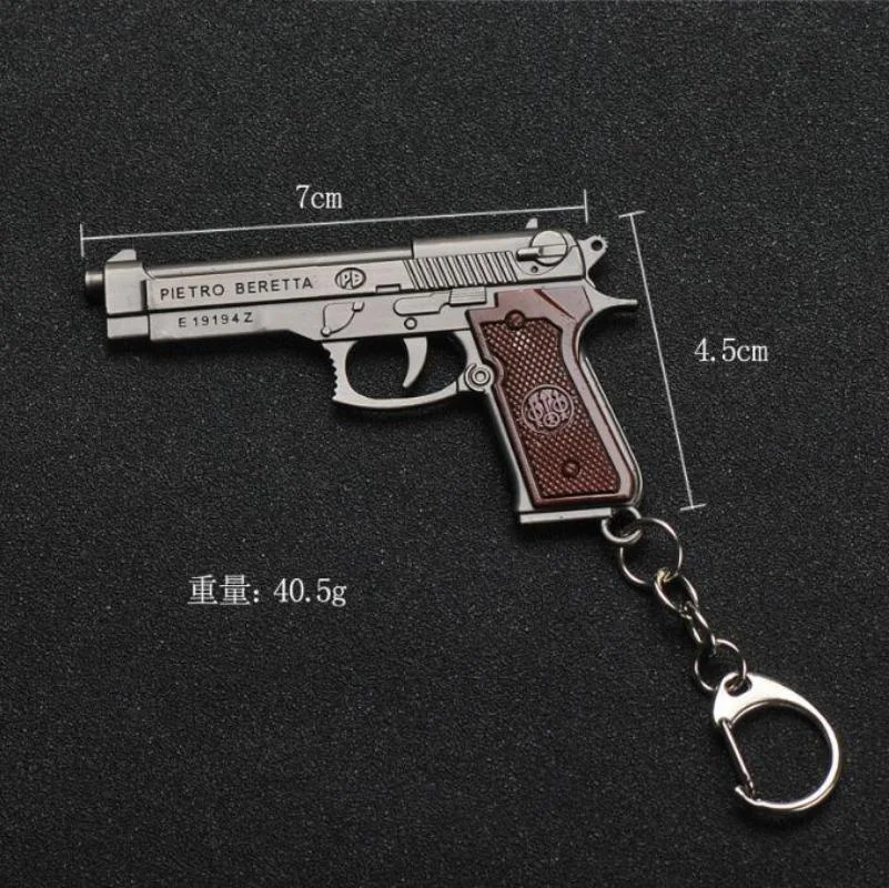 Mini Pistol Model Metal Key Chain, Fun Gift