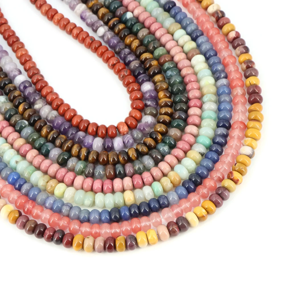 

5x8mm Natural Rondelle Stone Beads Agates Quartz Bead Spacer Abacus Loose Gems Beads for Jewelry Making DIY Handmade Accessories