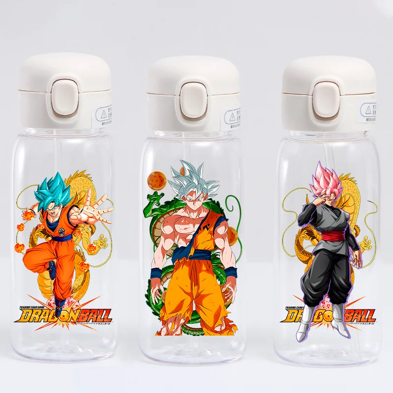 Dragon Ball 600ML Straw Plastic Water Bottle Children Large Capacity Portable Transparent Drinking Water Cup Aldult HolidayGifts