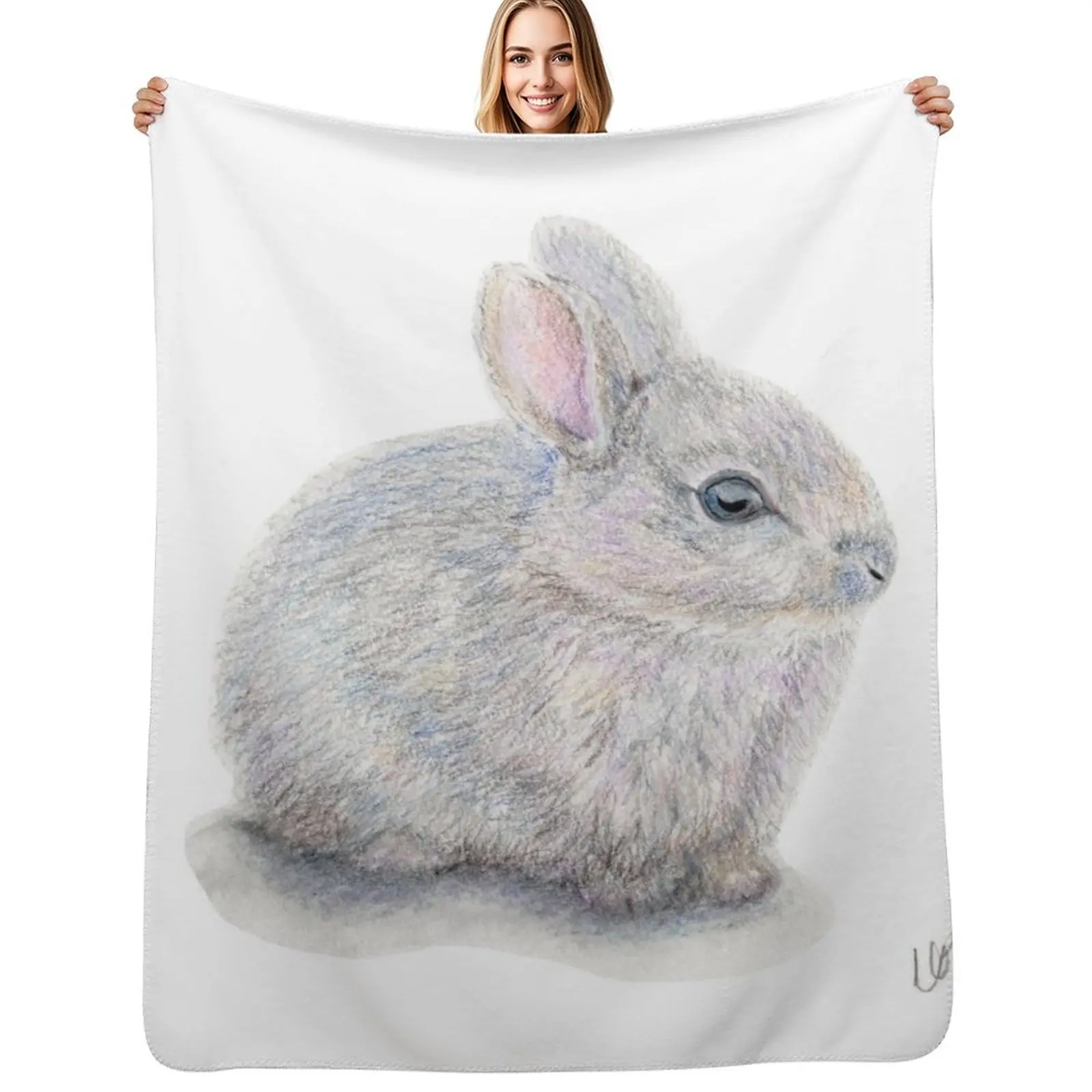 Bob the Bunny Throw Blanket All Season Lightweight Soft Blanket for Bed