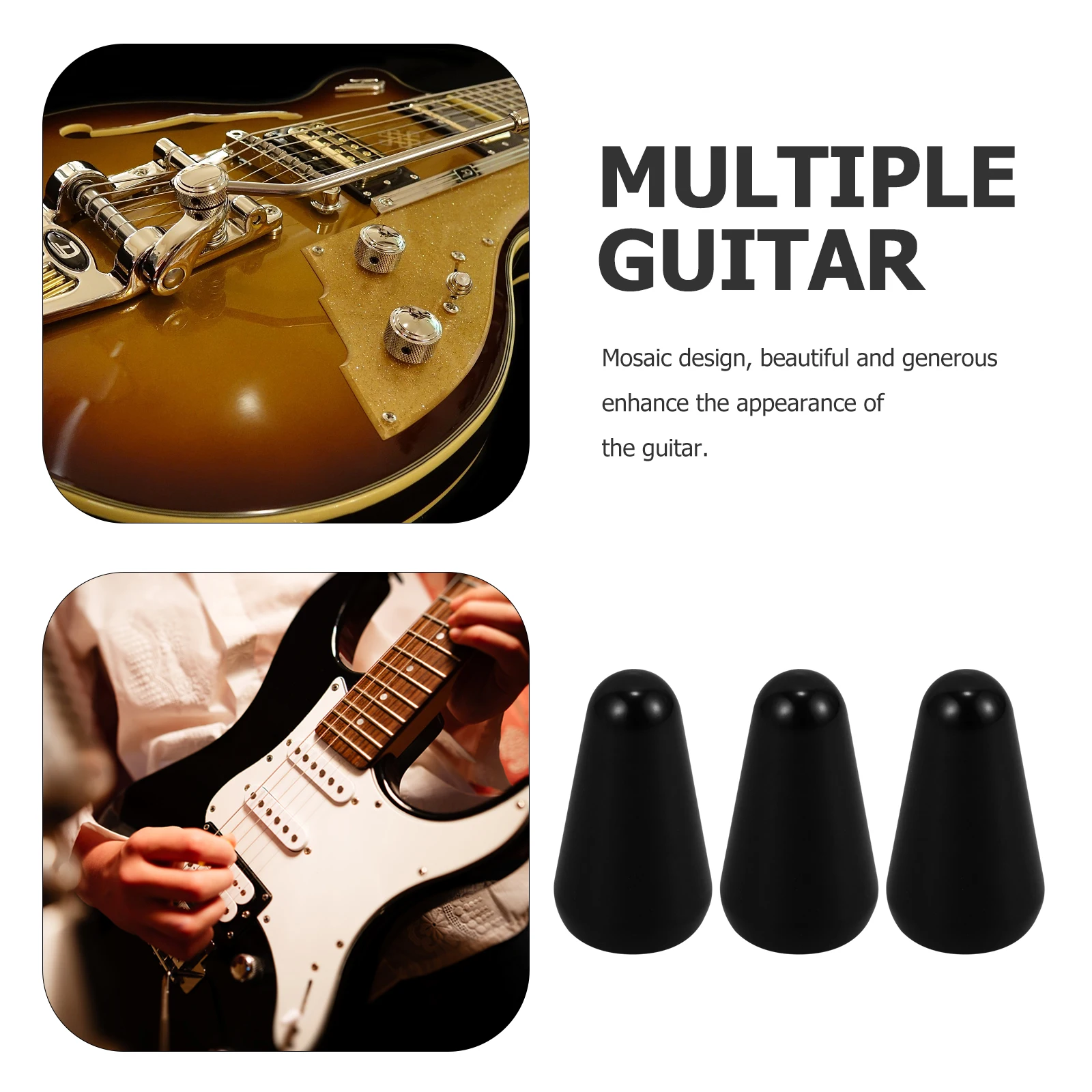 

3pcs Guitar Toggle Tips Replacement Knob Switch Tip Electric Brass Cap Parts Durable Lightweight Easy Install Metal Guitar