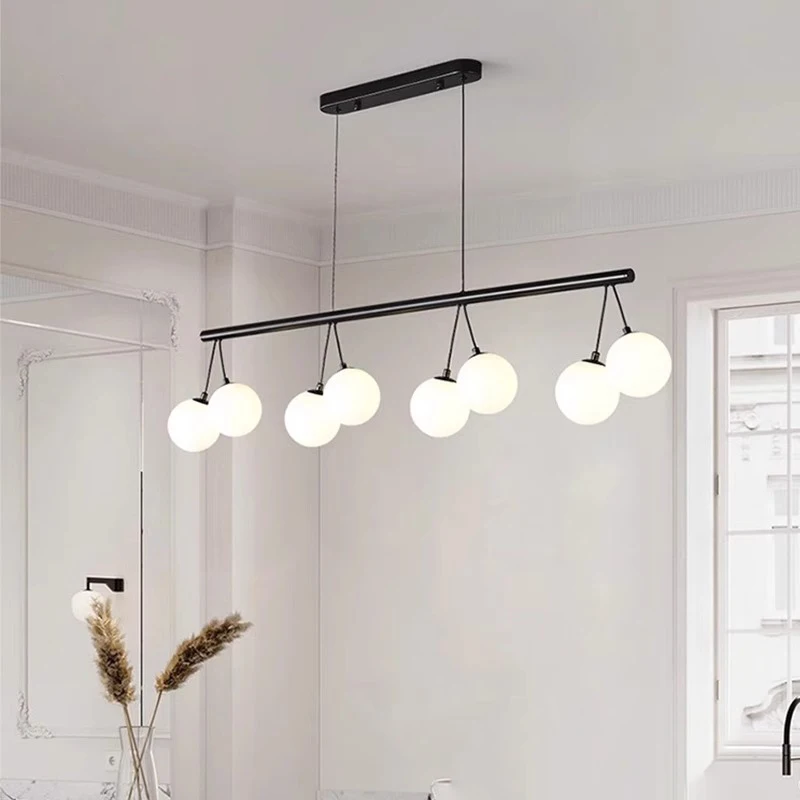 

modern Glass white Ball lampshade LED Ceiling suspension Chandelier Lights,lustre Kitchen Bedroom Decoration Fixture lamps,D80cm