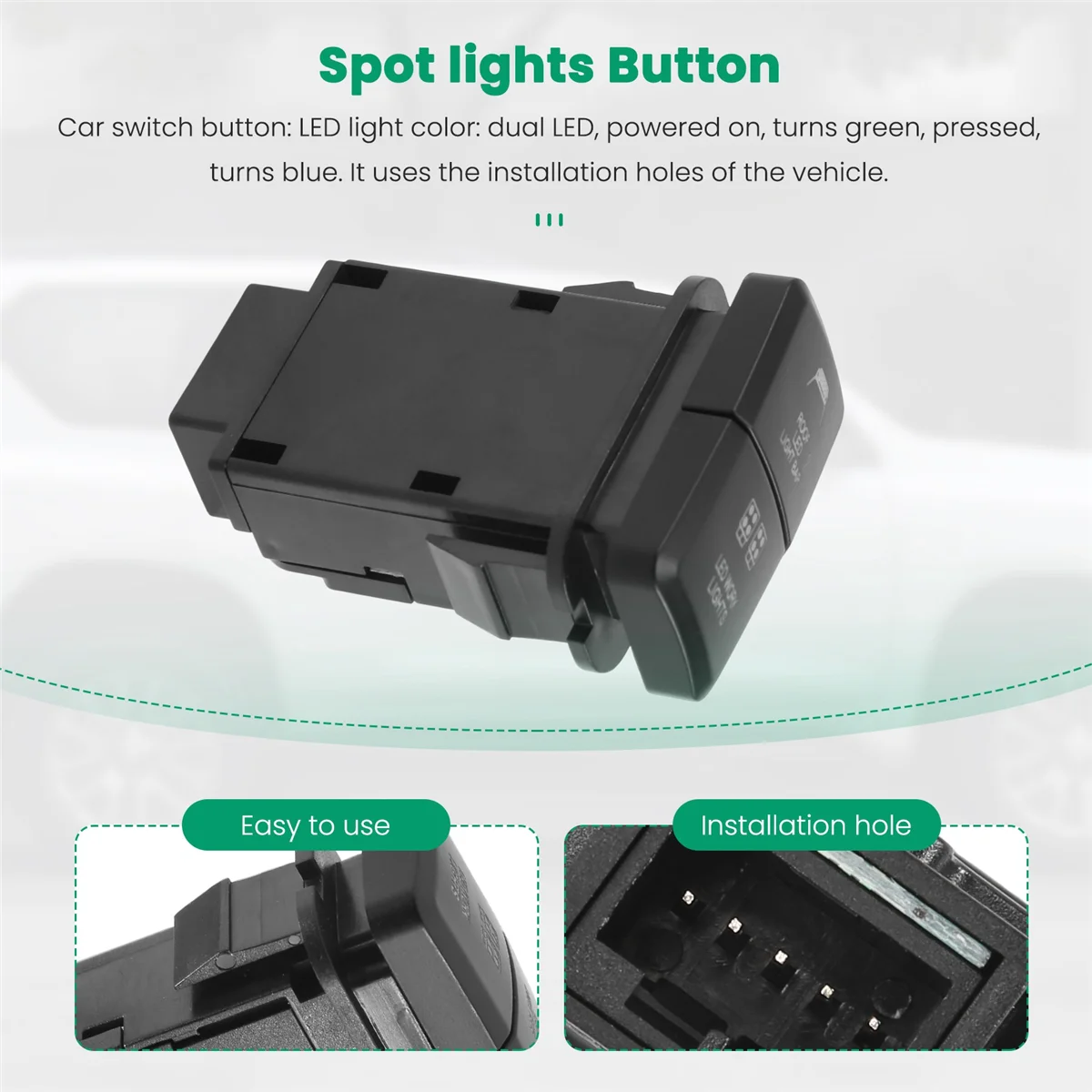 

# 58R автомобильные детали и аксессуары, автомобильная двойная светодиодная панель 12 В, синий/зеленый для Toyota Prado Reiz Hilux, черный