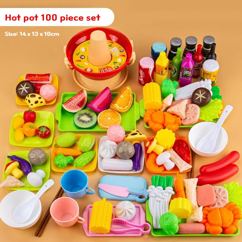 100pcs Children Play House Toy Cut Fruit Plastic Vegetables Kitchen Baby Classic Kids Toys Pretend Playset Educational Toys