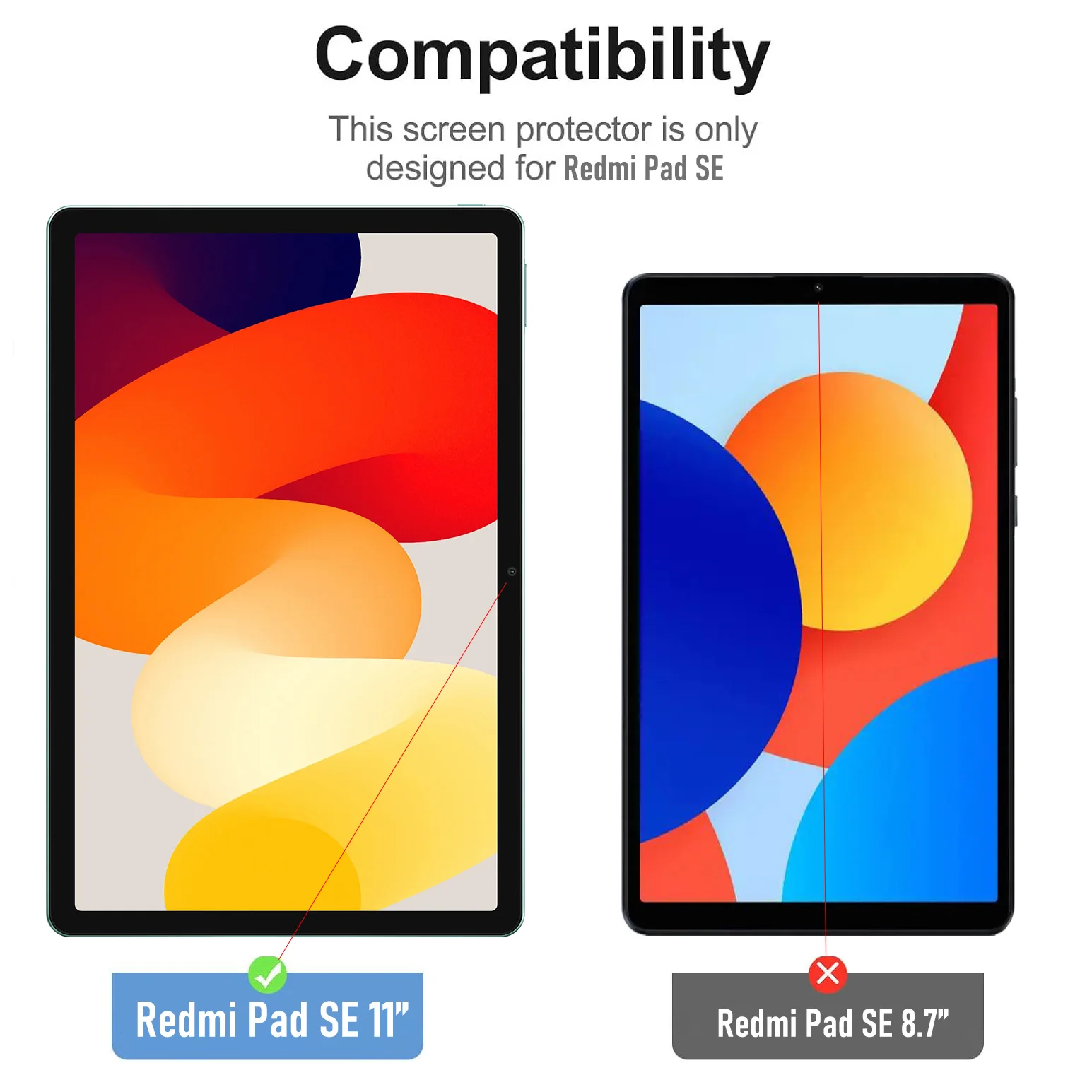 2 Pieces Screen Protector for Xiaomi Redmi Pad SE 11 Inch 2023 Tempered Glass Anti-Scratch Easy Installation HD Hard Film