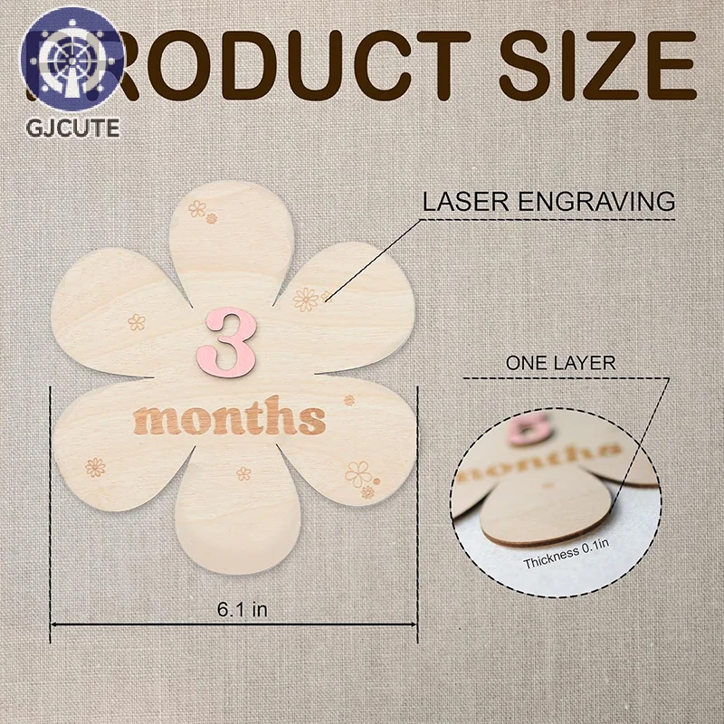 Accessori per fotografia di fiori per neonati Puntelli per fotografia per neonati Accessori per bambini Pietra miliare Adesivo in legno Puntelli per riprese Regali