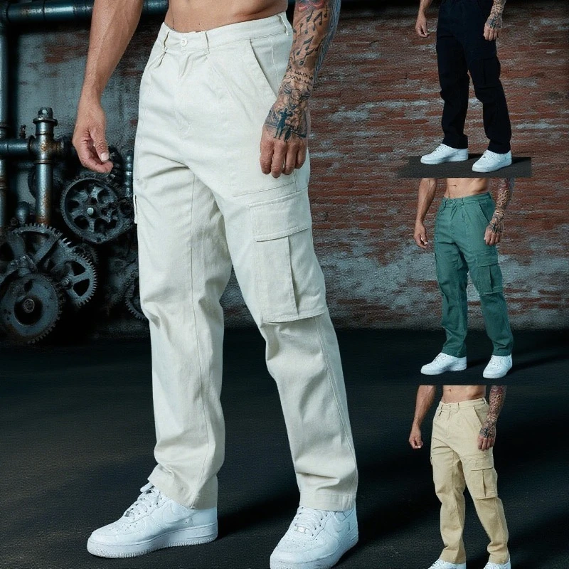 

Men's Loose Fit Cargo Pants with Large Pockets Straight Leg Tactical Military Pants for Outdoor Casual Autumn 2025