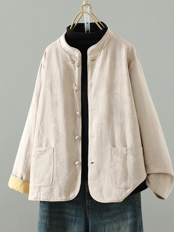 Abbigliamento bifacciale da donna con bottoni di marca Nuovo ricamo cinese Sle Bottone retrò Colletto allentato alla coreana Autunno Nuovo capospalla