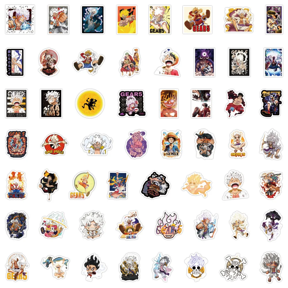 10/30/50/110pcs Gear 5 ONE PIECE Luffy Anime Stickers Cool Cartoon Kids Sticker DIY Stationery Laptop Phone Decal Sticker Packs