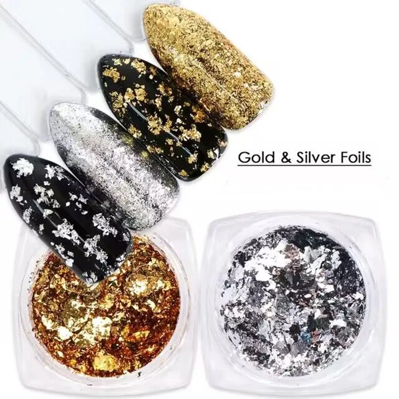 Golden Foil Flakes - Nail Foils Gold Foil For Nail Art, DIY Arts & Crafts, Epoxy, Tumbler, Face And Eye Makeup, Resin Jewelry