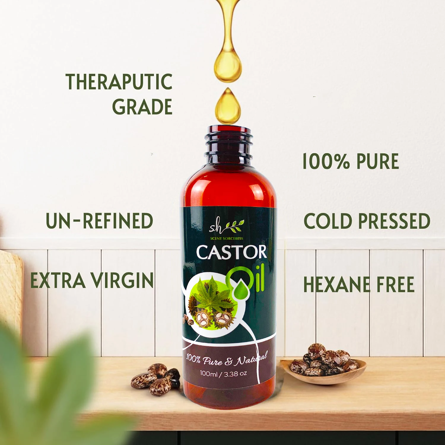 2026 Valentine's Day Gift 100ml Castor Massage Oil Pure Relaxation Essential Oils Intense Repair Hair Nourishing Brighten Skin image 4