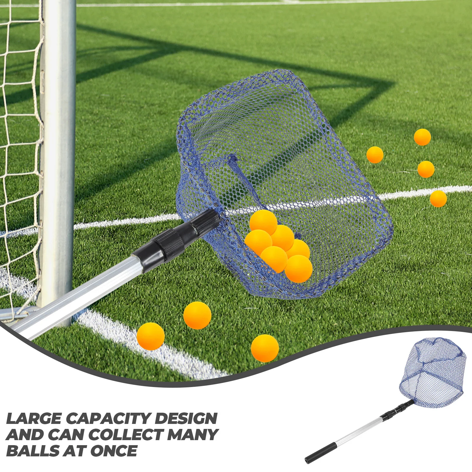Manico telescopico retrattile per ping pong di grande capacità Collettore di tennis portatile Catcher sportivo regolabile per esterni in acciaio inossidabile