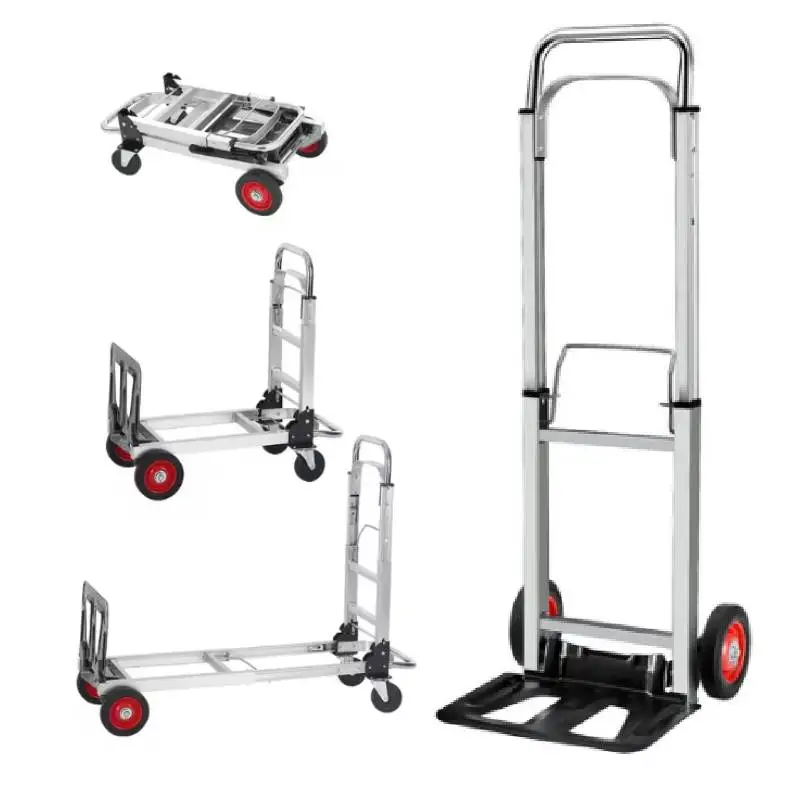 

Folding Hand Truck Aluminum Heavy Duty Industrial Collapsible Dolly Cart for Transport Moving in Warehouse Supermarket