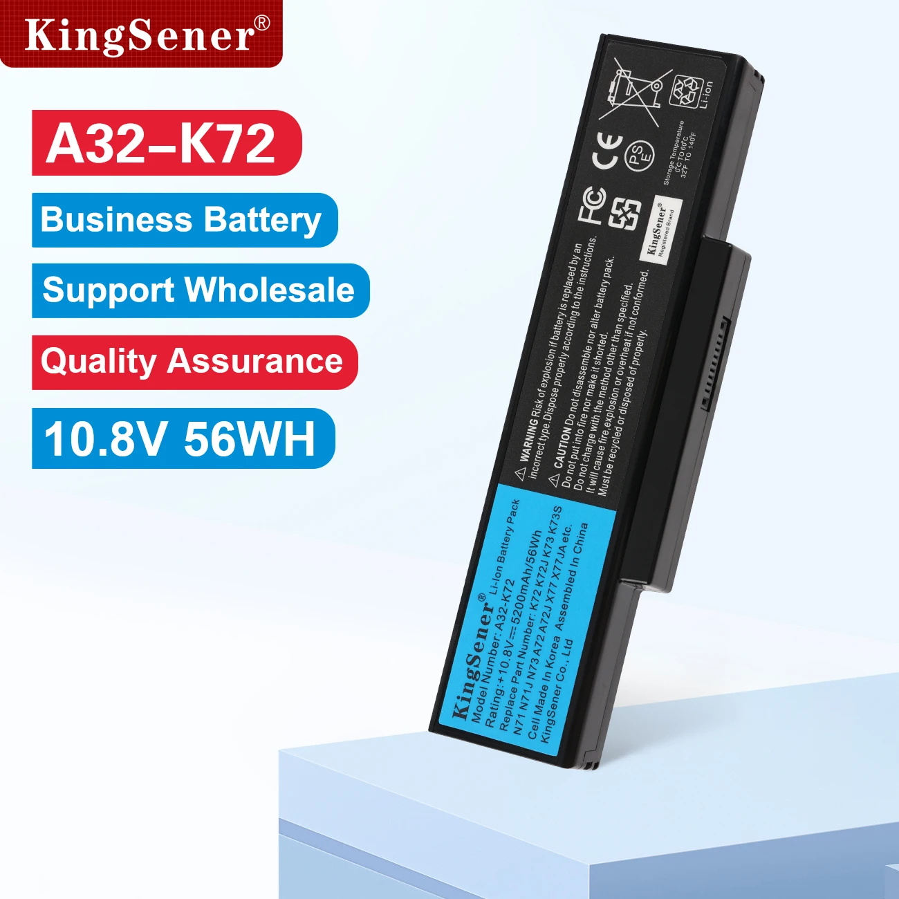 

Аккумулятор KingSener Korea Cell A32-K72 A32-N71 для ASUS K73E, N71, N71J, N71JA, N71JQ, N71JV, N71V, N71VG, N71VN, N73, N73F, N73S, N73SV, X77JA