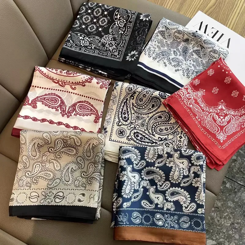 Retro Paisley Scarf Satin Original Design for Women Waist Belt Neck Scarf Headband Daily Elegant Lightweight Premium Durable