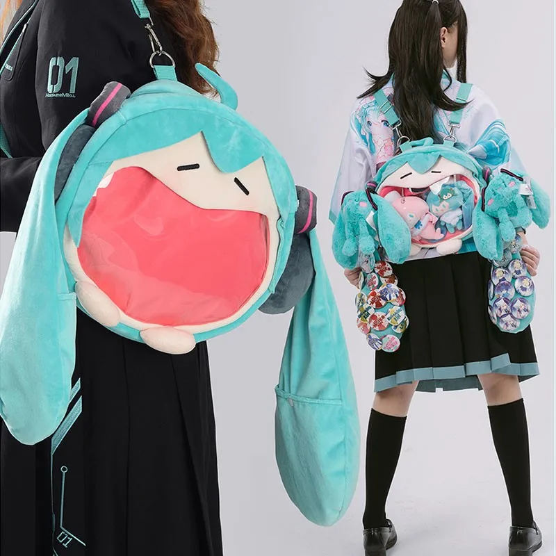 Original Kawaii Anime Miku Cosplay Plush Backpack Ita Bag Women School Student Crossbody Bags Hatsune Back Packs Travel bag